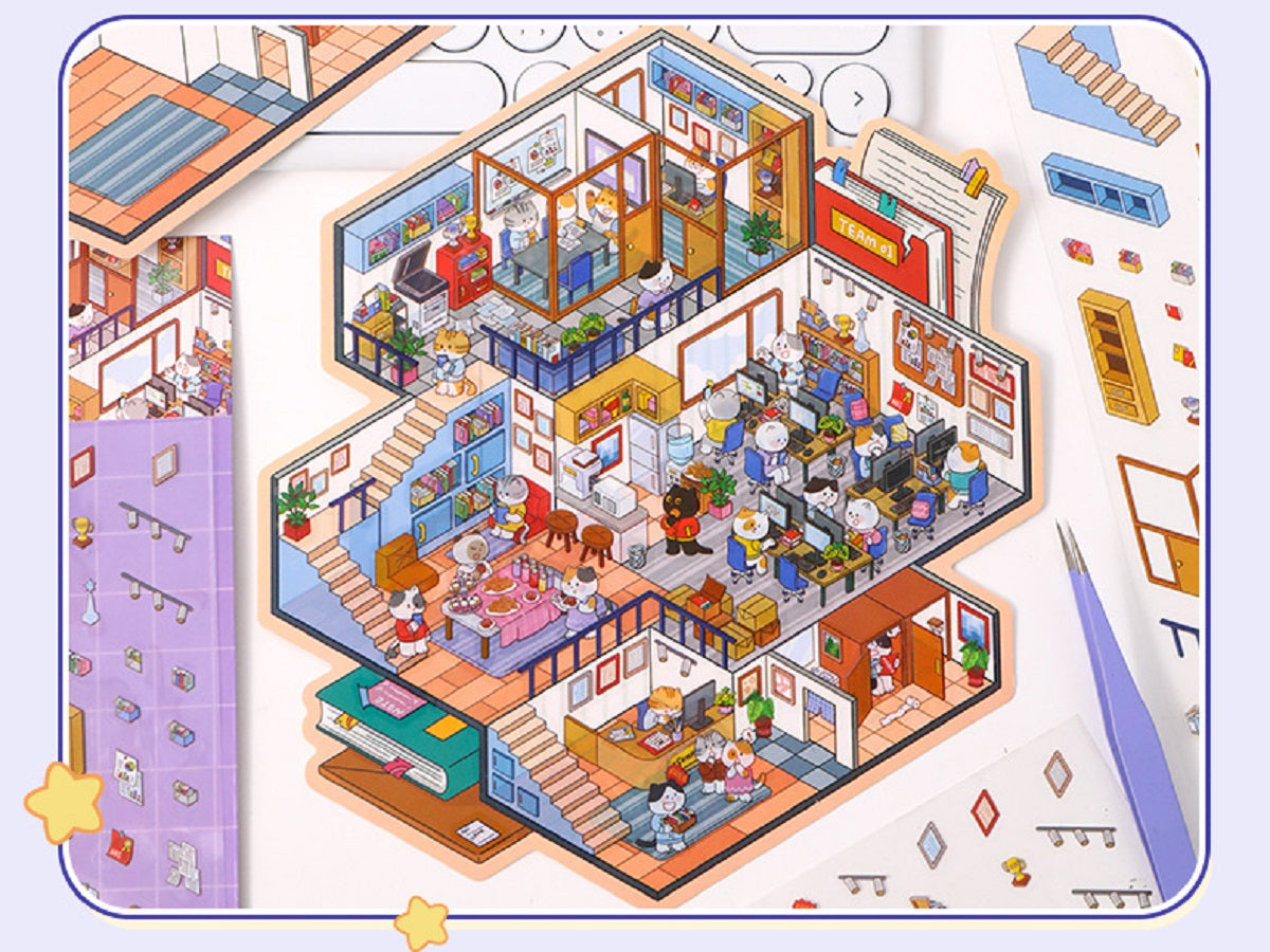 ERANC Three-layer 3D three-dimensional scene beautification stickers, large and miniature scene hand account stickers, a variety of styles