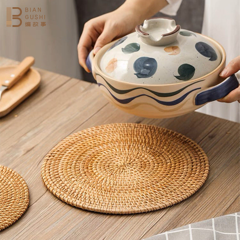 BGS Vietnamese autumn rattan hand-woven coasters, insulation pads, diameter 8-18cm