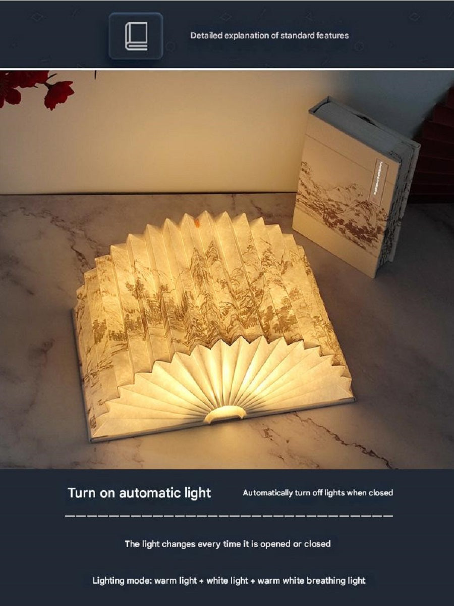 OBB OBB LED Folding Book Light with Bluetooth Speaker, Rechargeable Battery, Voice Control, Phone Control, Timer Function, Medium Size, Gift