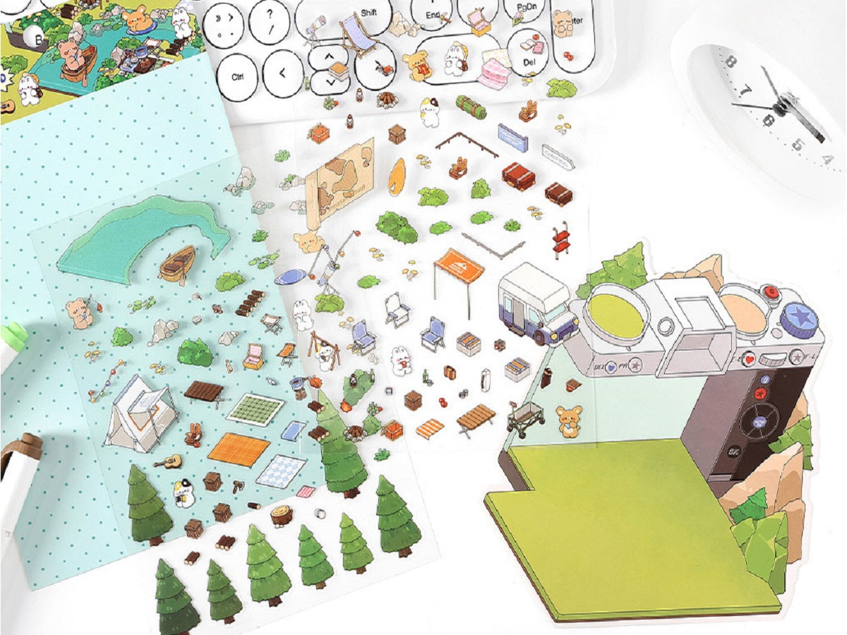 RetroStory Infeel.Me 2.5D background decoration stickers, diy landscaping stickers