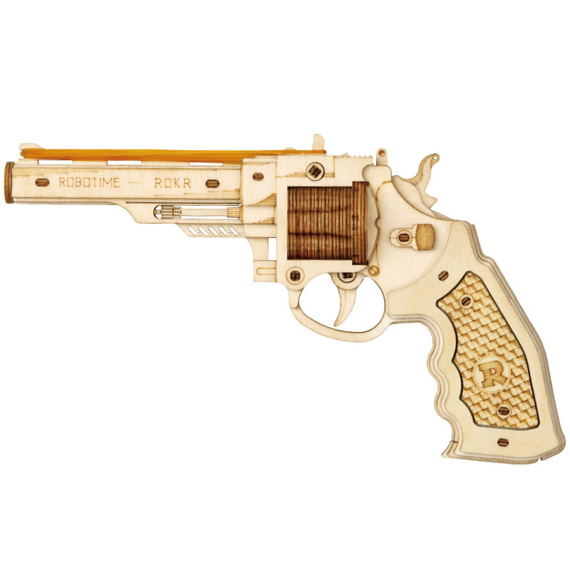 Rokr revolver Smith M60/Remington shotgun M870, made of wooden parts, can be used for shooting, handmade weapon model