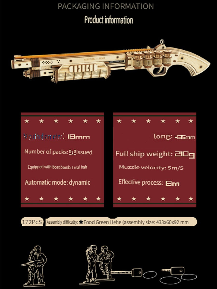 Rokr revolver Smith M60/Remington shotgun M870, made of wooden parts, can be used for shooting, handmade weapon model