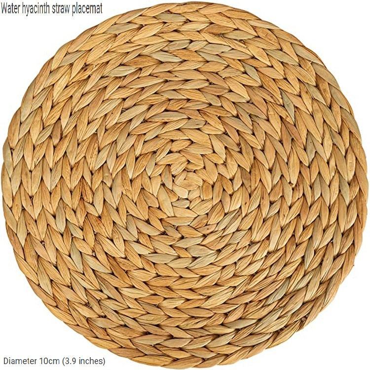 BGS Handmade Water Hyacinthus Grass Woven Placemats, Anti-scalding and Insulated Pot Mats, Round, Rectangular, Oval, Diameter 10-38cm (3.94-15 inches)