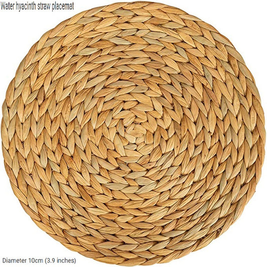 BGS Handmade Water Hyacinthus Grass Woven Placemats, Anti-scalding and Insulated Pot Mats, Round, Rectangular, Oval, Diameter 10-38cm (3.94-15 inches)