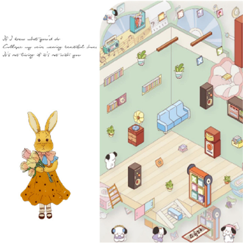 RetroStory Cartoon 3d three-dimensional large-size scene stickers, diy children's handmade decoration creative hand account landscaping stickers