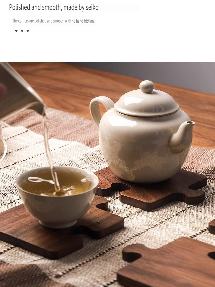 MYZD Natural bamboo Japanese puzzle coasters, 4-piece set