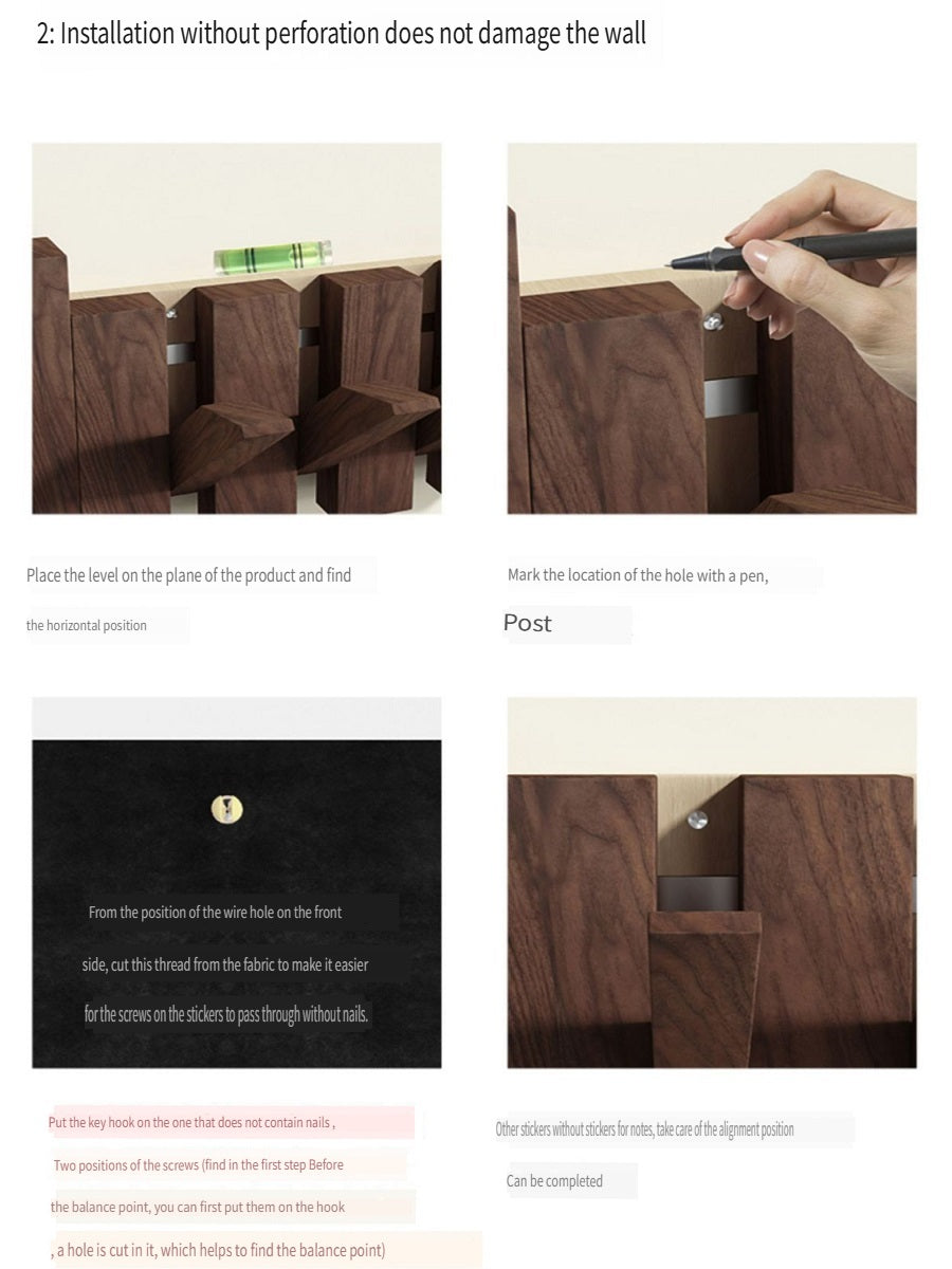 MYZD Creative walnut color pine wood wall mounted piano key clothes hanger punch-free coat rack 4-12 hooks optional