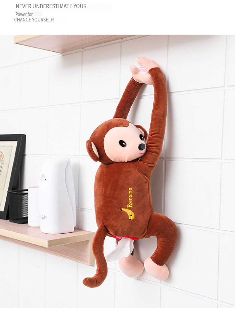 MCZB Creative Pippi monkey tissue box, car supplies, pull-out car seat back pumping box, can be used at home, can be used as a toy