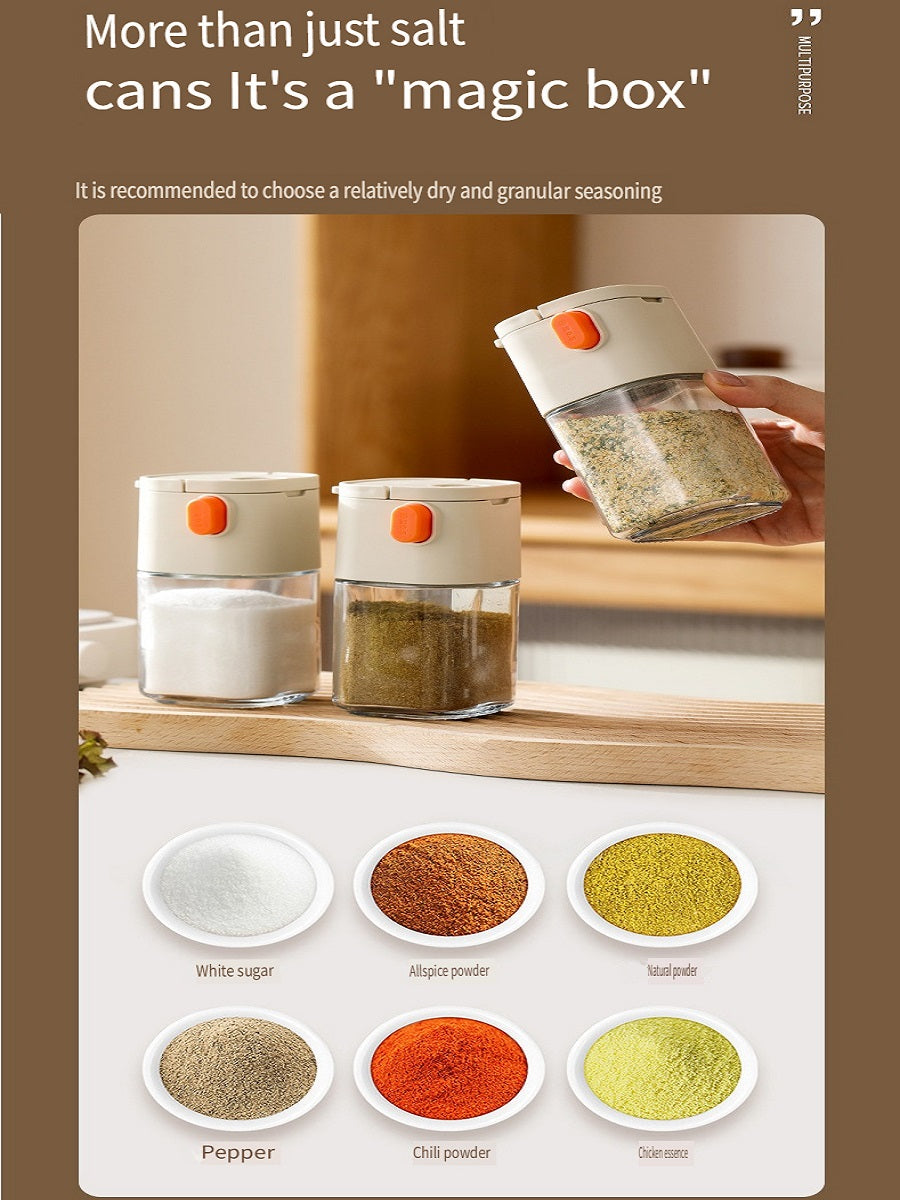 FaSoLa Kitchen glass seasoning bottle, suitable for solid seasoning, push-type, quantitative control，180ml