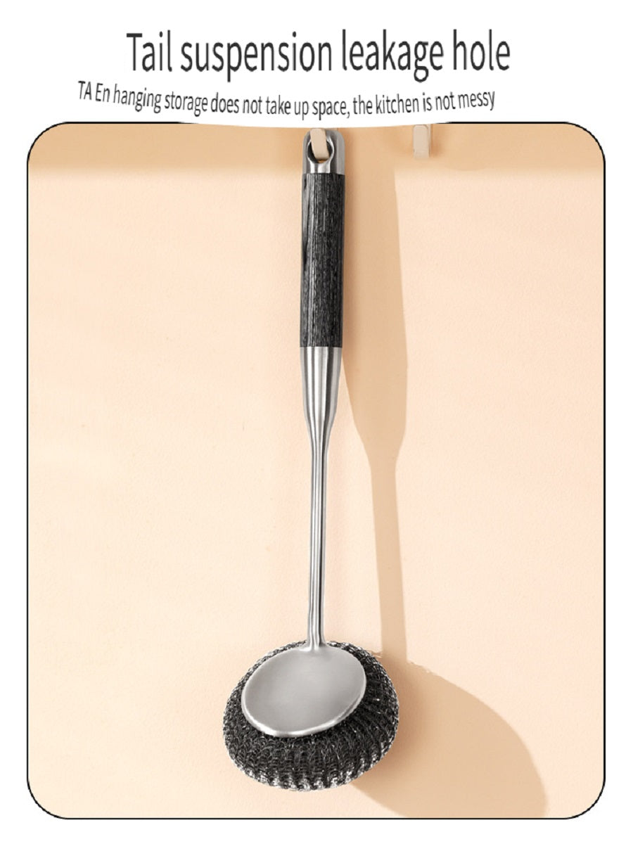 HOMGED Ebony handle 304 stainless steel household kitchen pot brush, removable and replaceable brush