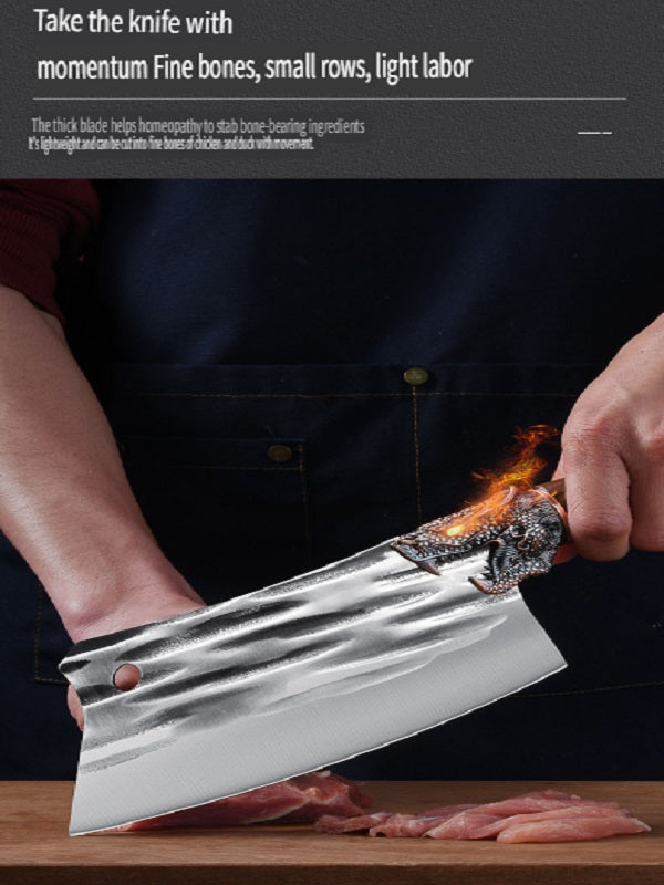 HFD Chef's special chopping and cutting knife, suitable for meat, poultry, vegetables, fruits, etc., wooden handle，forged, two-knife set