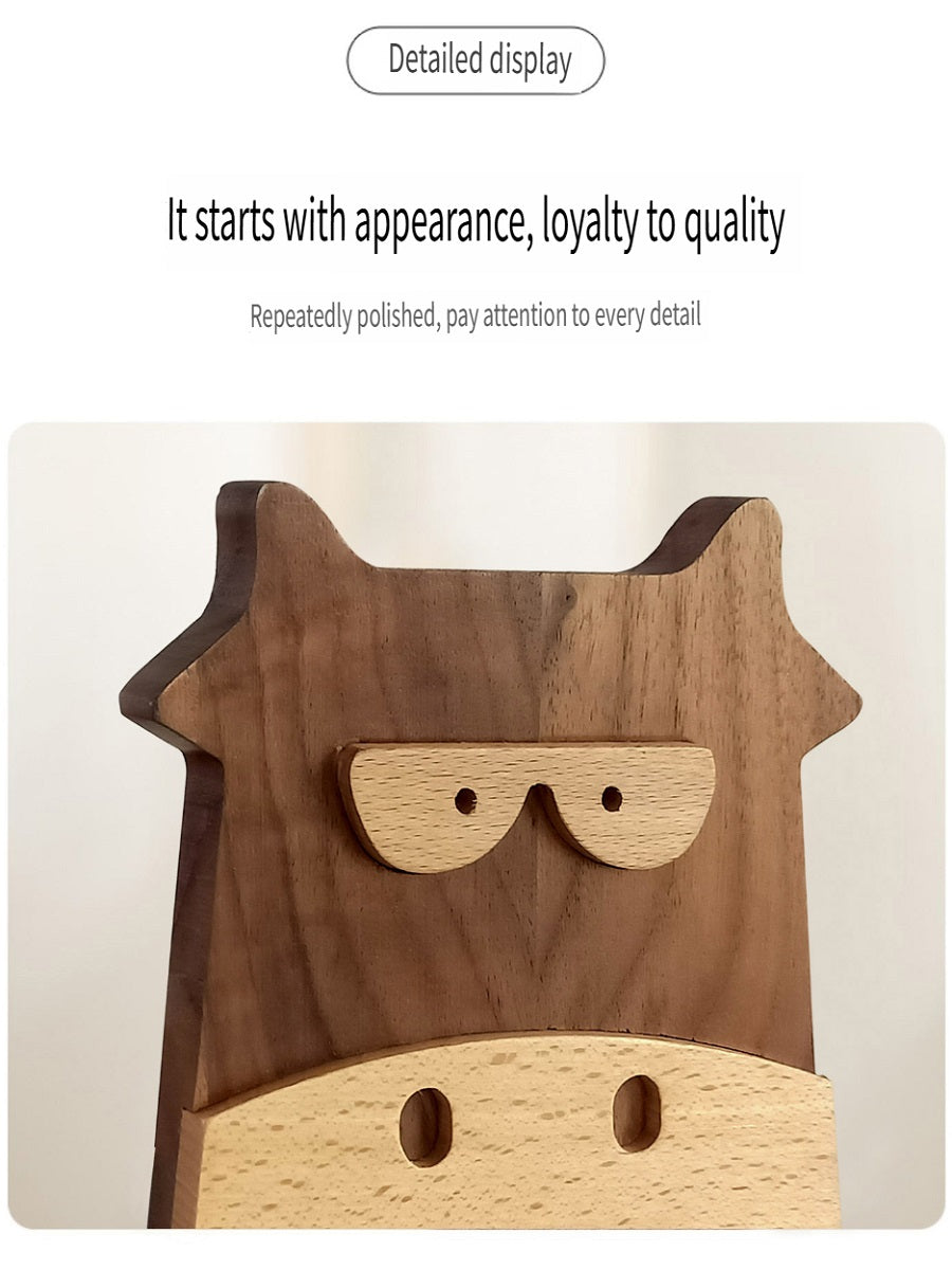 XMT Walnut inlaid beech calf book stand, 2 pcs