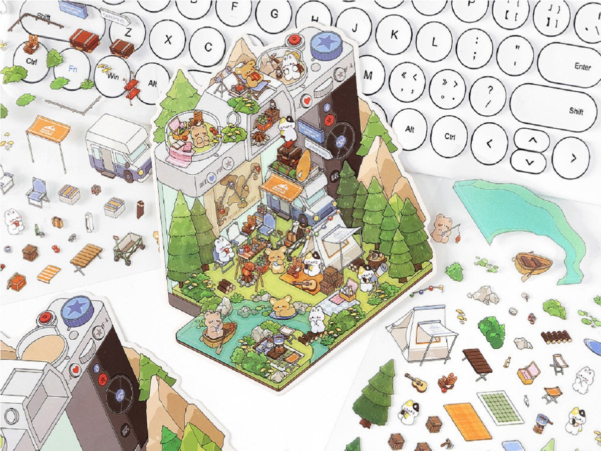 RetroStory Infeel.Me 2.5D background decoration stickers, diy landscaping stickers