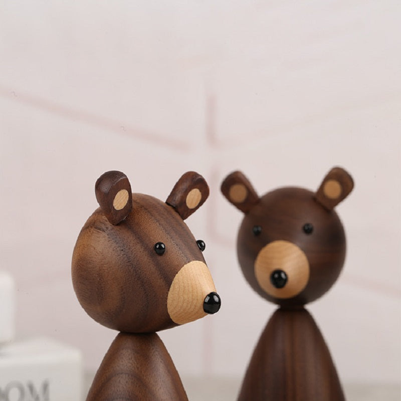 VKXK Danish style black walnut black bear ornaments, home decoration, handmade
