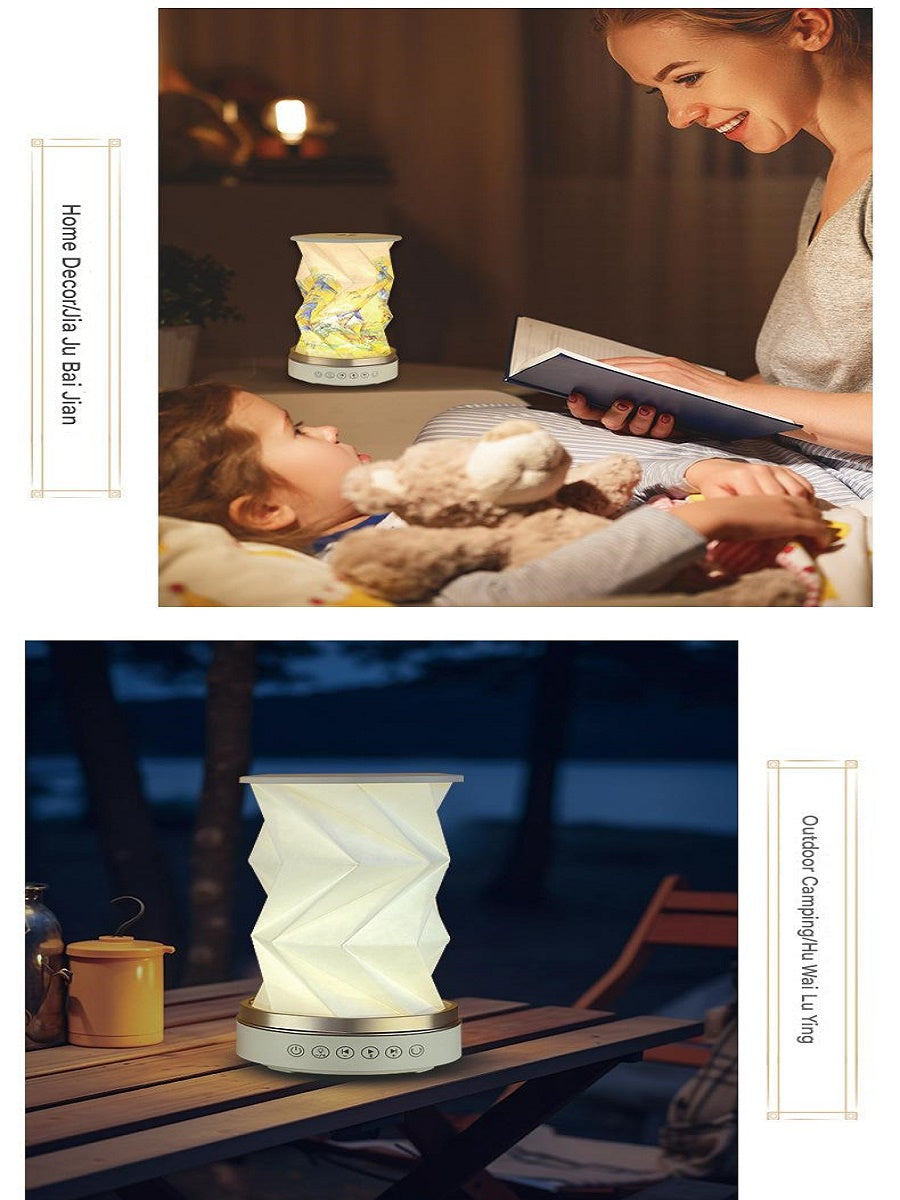 OBB LED folding night light, USB charging, rotating, with Bluetooth speaker, revolving lantern, cultural and creative gift