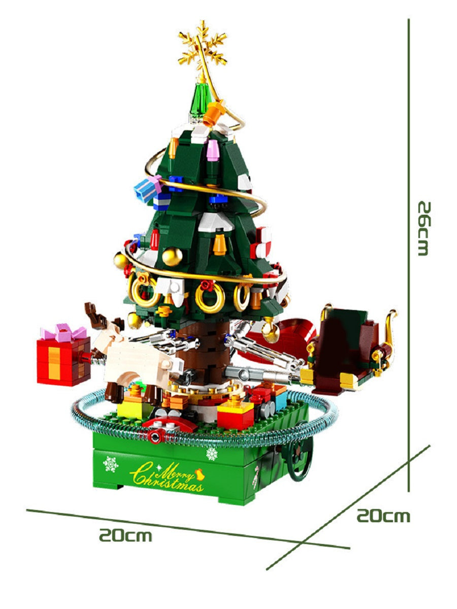 Sembo Crystal Christmas tree with light and music box, handmade toys made of small particles, Christmas toys made of building blocks, gifts