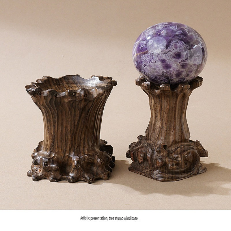 RYS Wooden root carved crystal ball base, home decoration
