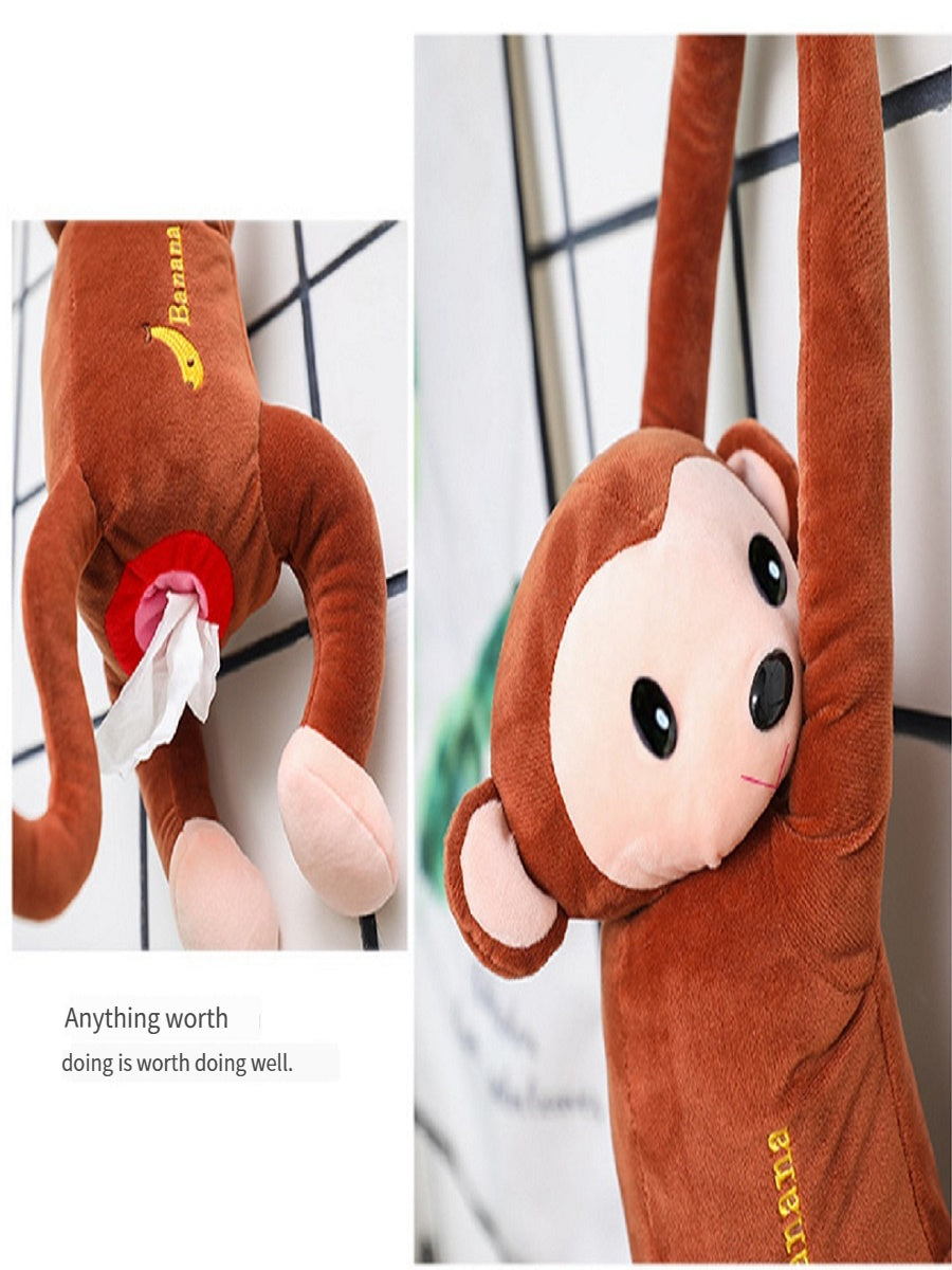 MCZB Creative Pippi monkey tissue box, car supplies, pull-out car seat back pumping box, can be used at home, can be used as a toy
