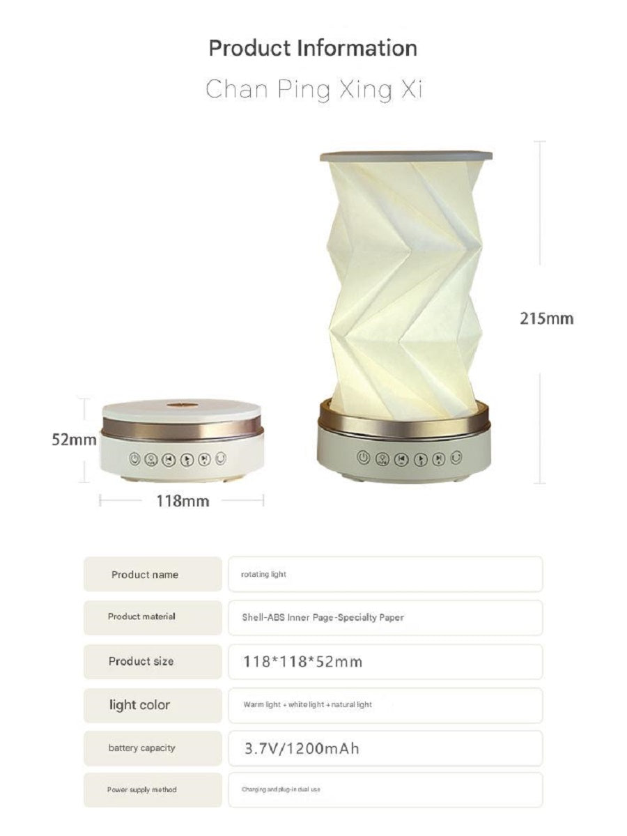 OBB LED folding night light, USB charging, rotating, with Bluetooth speaker, revolving lantern, cultural and creative gift