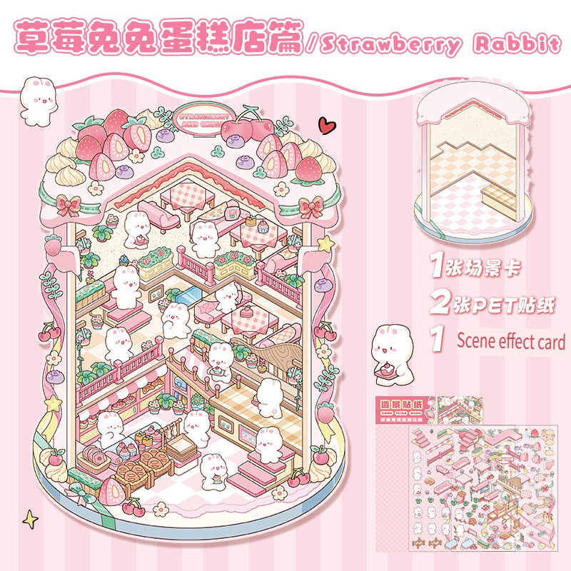 ERANC Three-layer 3D three-dimensional scene beautification stickers, large and miniature scene hand account stickers, a variety of styles