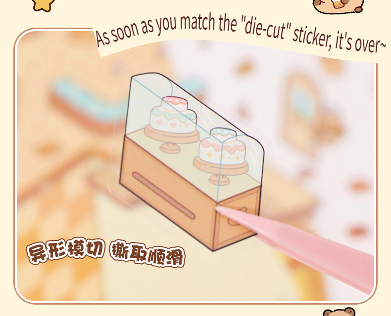 ERANC Collection of 3D three-dimensional hut miniature scene landscaping stickers, children's diy hand account educational toy stickers, 20 scenes