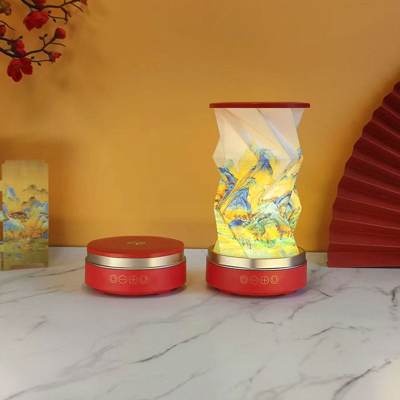 OBB LED folding night light, USB charging, rotating, with Bluetooth speaker, revolving lantern, cultural and creative gift