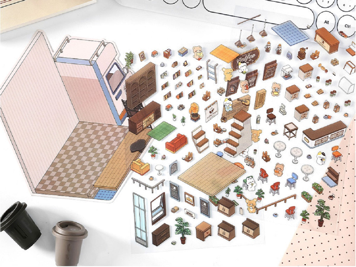 RetroStory Infeel.Me 2.5D background decoration stickers, diy landscaping stickers