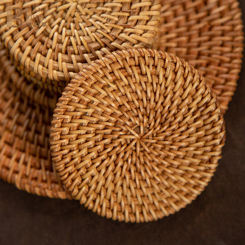 BGS Vietnamese autumn rattan hand-woven coasters, insulation pads, diameter 8-18cm