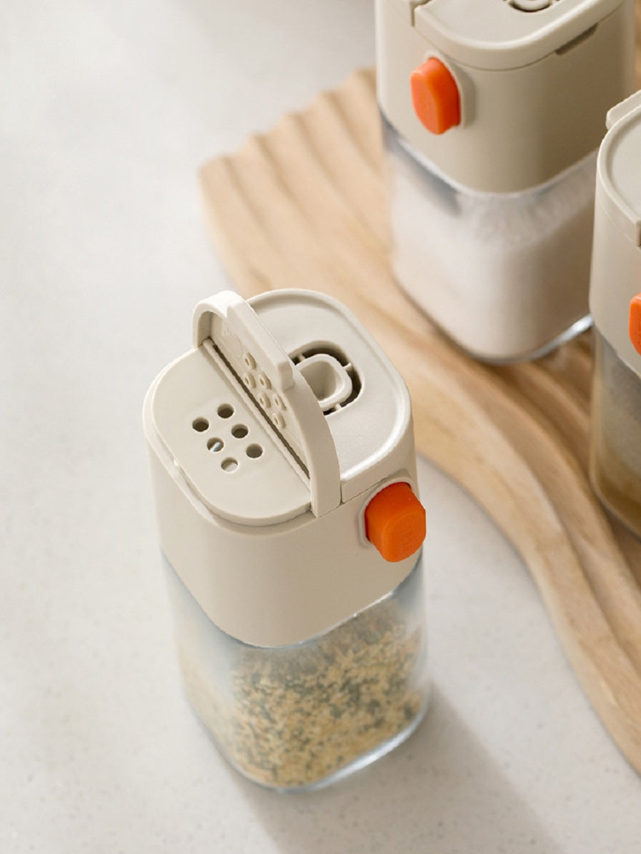 FaSoLa Kitchen glass seasoning bottle, suitable for solid seasoning, push-type, quantitative control，180ml