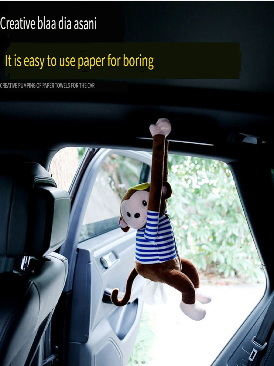 MCZB Creative Pippi monkey tissue box, car supplies, pull-out car seat back pumping box, can be used at home, can be used as a toy