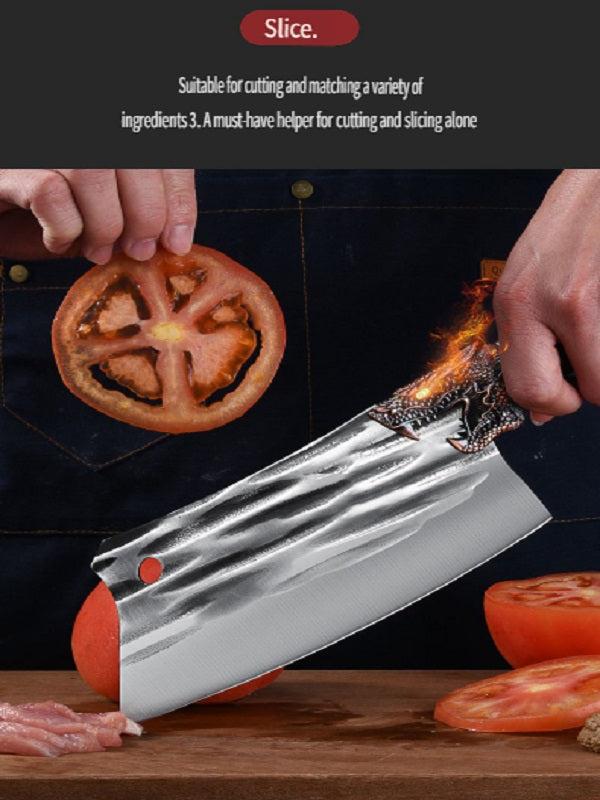 HFD Chef's special chopping and cutting knife, suitable for meat, poultry, vegetables, fruits, etc., wooden handle，forged, two-knife set