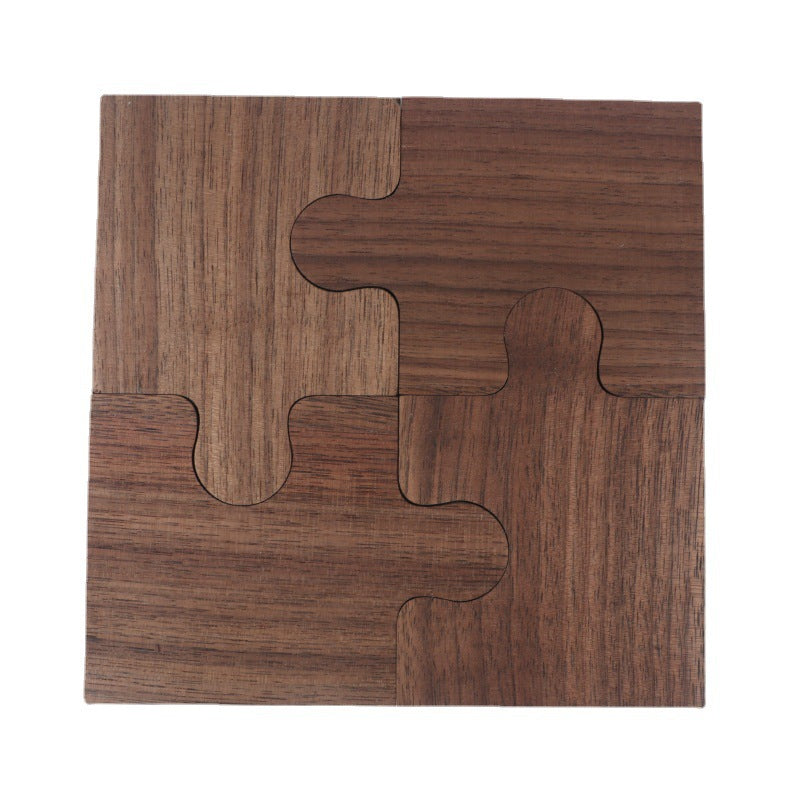 MYZD Natural bamboo Japanese puzzle coasters, 4-piece set