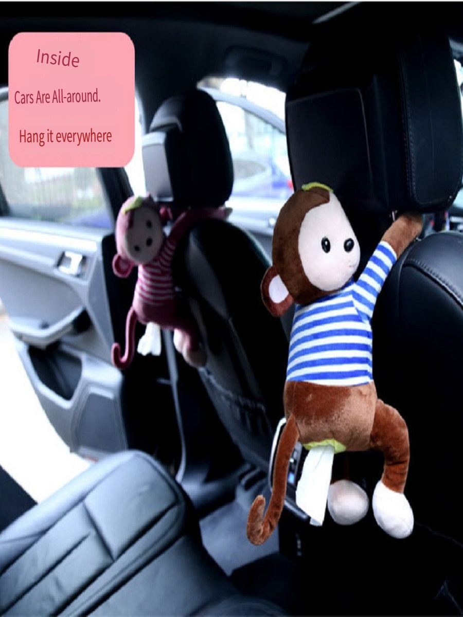 MCZB Creative Pippi monkey tissue box, car supplies, pull-out car seat back pumping box, can be used at home, can be used as a toy