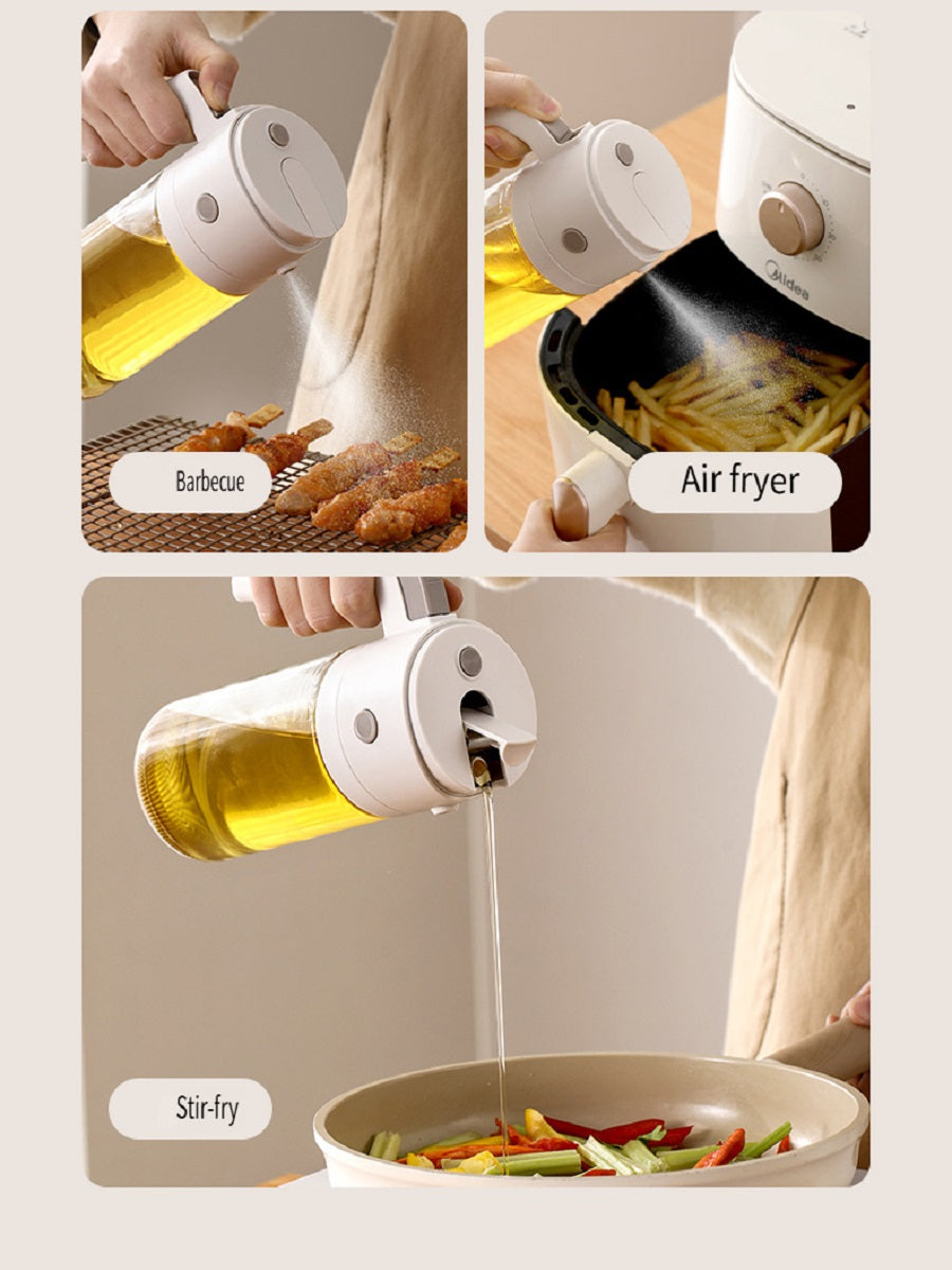 FaSoLa Kitchen household oiling bottle, can be sprayed with oiling, glass spraying and oiling integrated oil bottle, suitable for liquid seasonings and edible oils，550ML