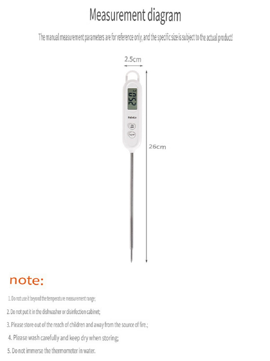 FaSoLa Probe-type food thermometer, suitable for baby bottles and kitchens，Digital display, can measure -50-300 degrees Celsius