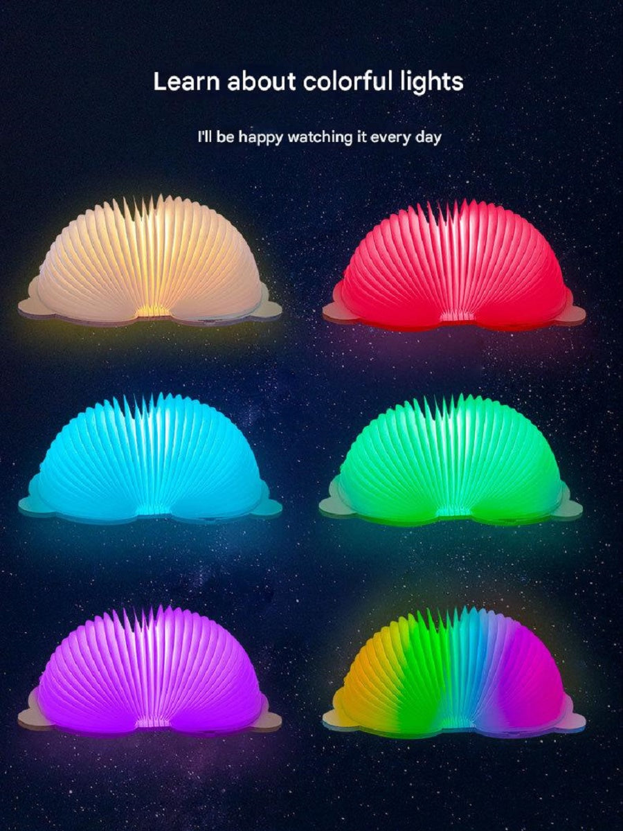 OBB Wooden cartoon folding book lamp, children's cultural and creative gift, colorful LED rechargeable night light