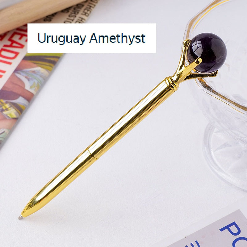 RYS Natural crystal ball metal ballpoint pen, student gift