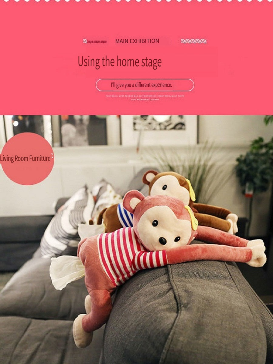 MCZB Creative Pippi monkey tissue box, car supplies, pull-out car seat back pumping box, can be used at home, can be used as a toy