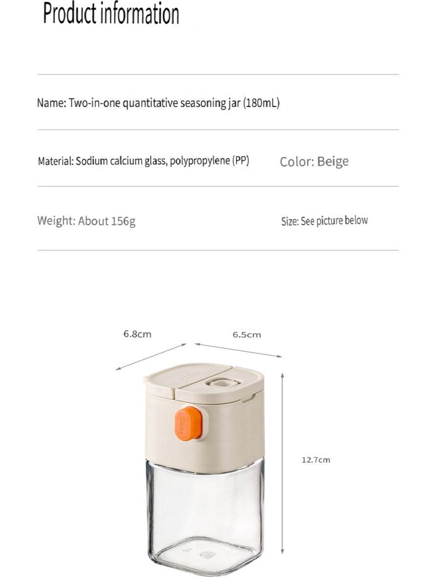 FaSoLa Kitchen glass seasoning bottle, suitable for solid seasoning, push-type, quantitative control，180ml