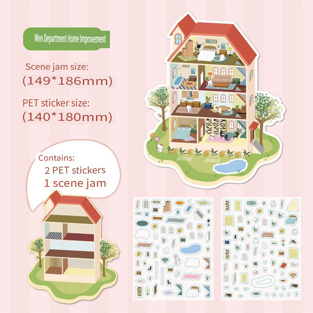 RetroStory Cartoon 3d three-dimensional large-size scene stickers, diy children's handmade decoration creative hand account landscaping stickers