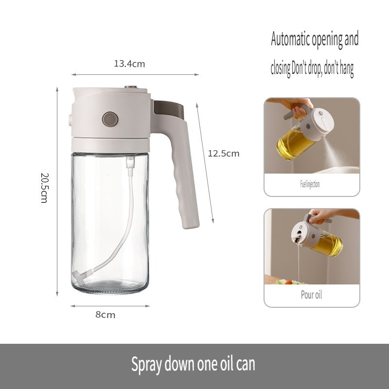 FaSoLa Kitchen household oiling bottle, can be sprayed with oiling, glass spraying and oiling integrated oil bottle, suitable for liquid seasonings and edible oils，550ML