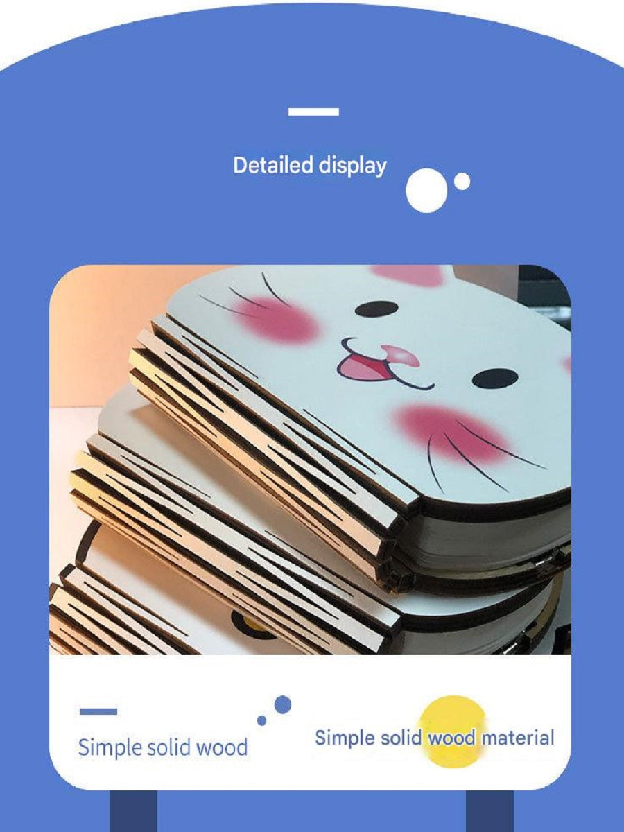 OBB Wooden cartoon folding book lamp, children's cultural and creative gift, colorful LED rechargeable night light