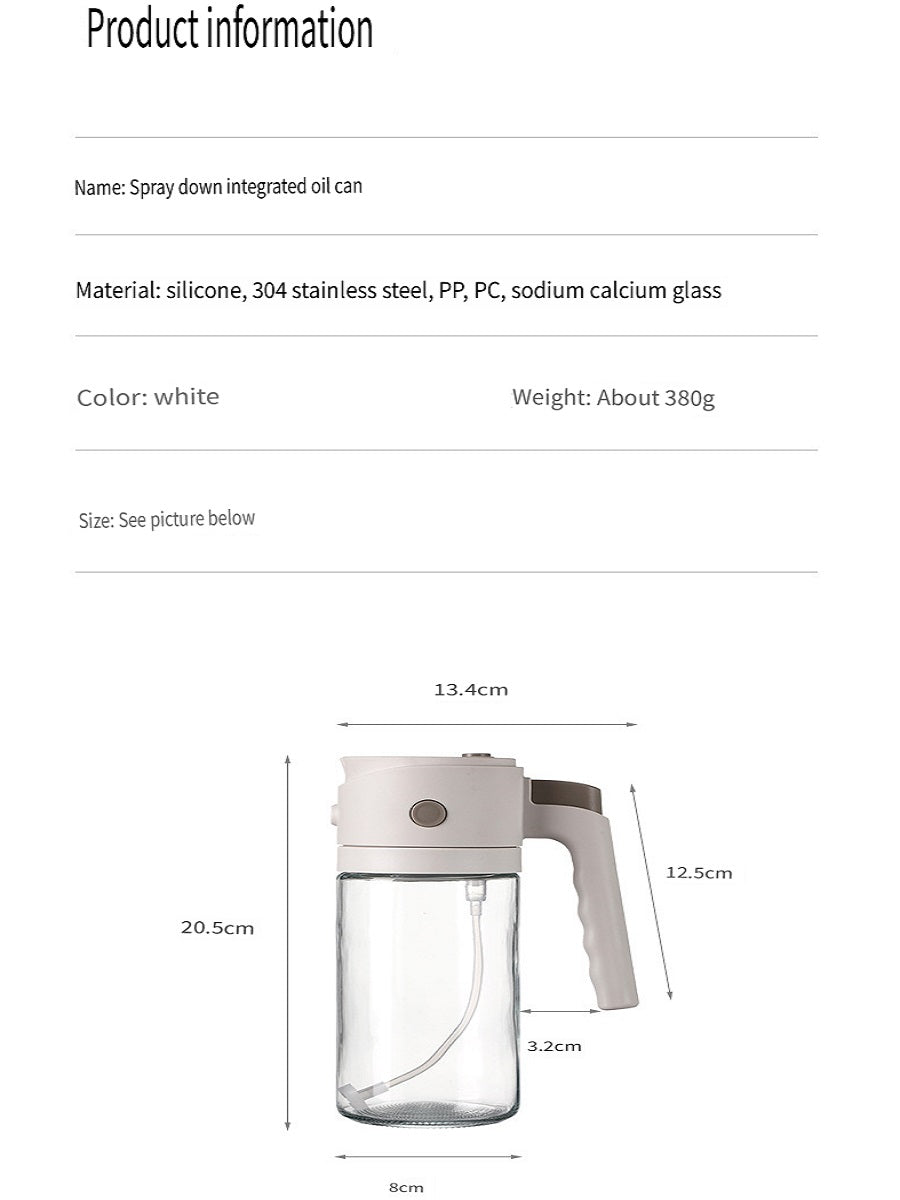 FaSoLa Kitchen household oiling bottle, can be sprayed with oiling, glass spraying and oiling integrated oil bottle, suitable for liquid seasonings and edible oils，550ML