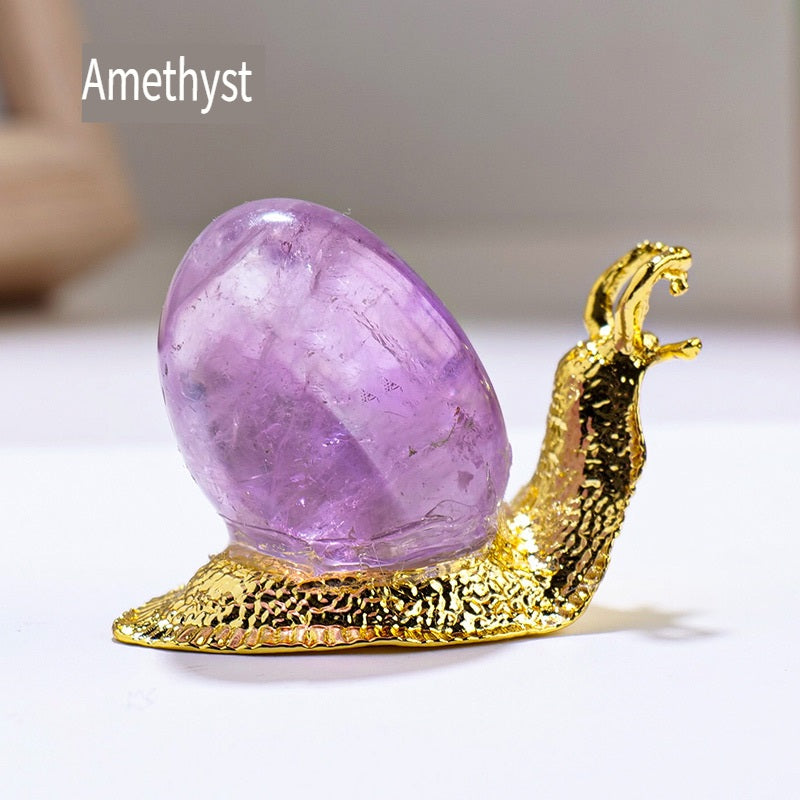 RYS Natural crystal rolling stone snail decoration, home office decoration decoration