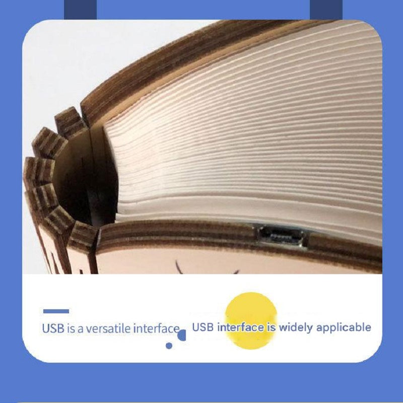 OBB Wooden cartoon folding book lamp, children's cultural and creative gift, colorful LED rechargeable night light