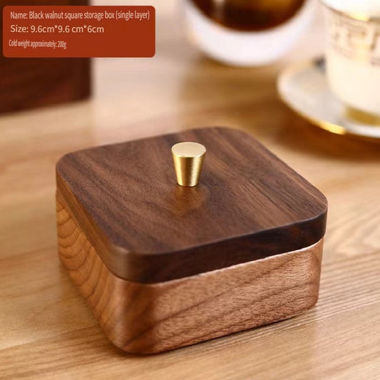 YZBZ Black Walnut Dental Floss Swab Box, 1-3 Shelves