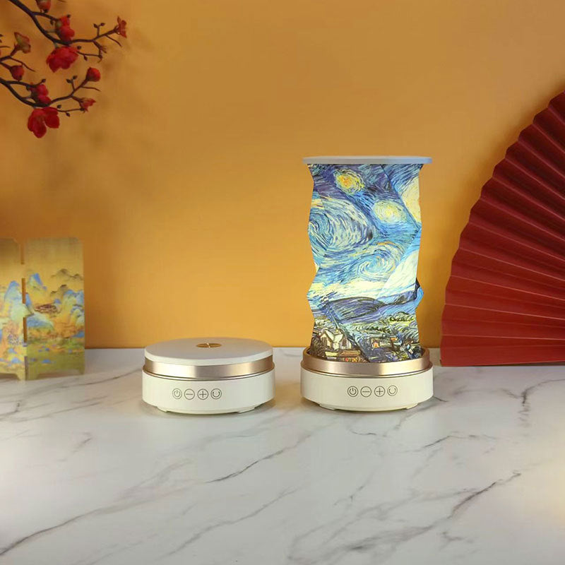 OBB LED folding night light, USB charging, rotating, with Bluetooth speaker, revolving lantern, cultural and creative gift