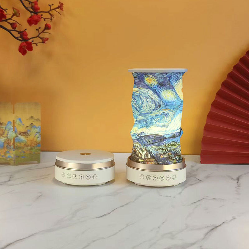 OBB LED folding night light, USB charging, rotating, with Bluetooth speaker, revolving lantern, cultural and creative gift