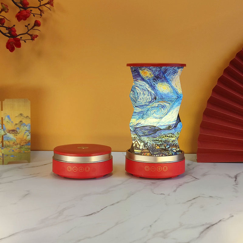 OBB LED folding night light, USB charging, rotating, with Bluetooth speaker, revolving lantern, cultural and creative gift