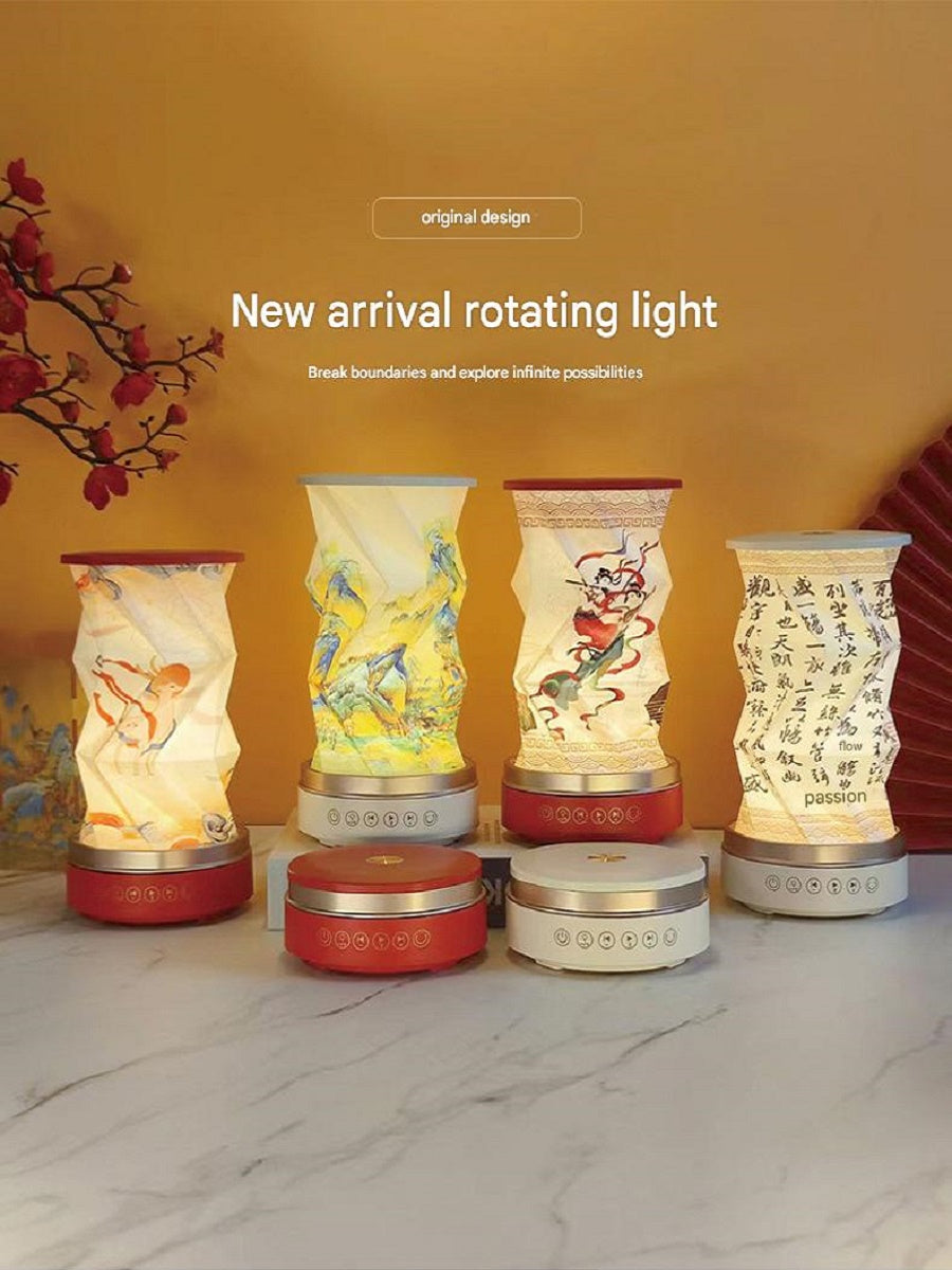 OBB LED folding night light, USB charging, rotating, with Bluetooth speaker, revolving lantern, cultural and creative gift